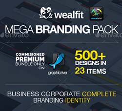 企业品牌形象识别模板(合集版)：WealFit Fitness - Gym Branding Identity Pack